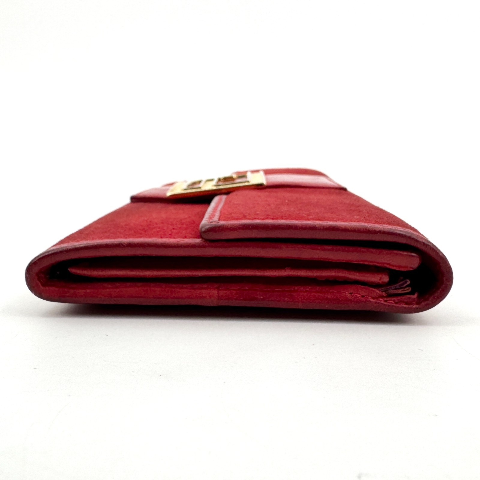 Fendi Long Wallet Purse Suede Red Authentic 455T0410 thumbnail 4