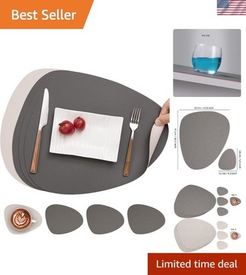 Set of 4 Elegant Gray Beige Placemats - Washable & Non-Slip for Dining Tables