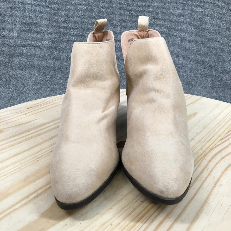 Journee Collection Boots Womens 8.5 Beige Lola Ankle Booties Faux Suede Pull On - Image 4 of 4