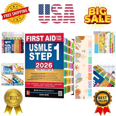 Index Tabs for First Aid for The USMLE Step 1 2026, 72 Color-Coded Laminated ...
