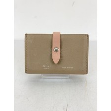 CELINE card case, leather, beige, women's, with some stains item number 104323 