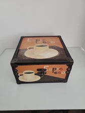 Espresso Coffee Kitchen Storage Decorative Box with Clasp and Velvet  Lining