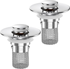 Sink Stopper Hair Catcher, 2Pcs Pop-Up Sink Drain Strainer with Removable Stain