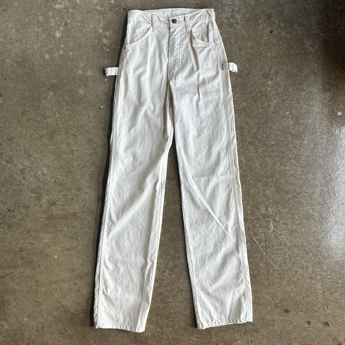 Vintage 80's Dee Cee Cotton Canvas White Carpenter Pants | Size
