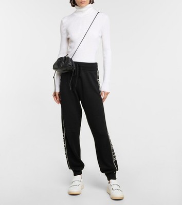 $795 MONCLER Women's Wool Jacquard Logo Drawstring Jogger Sweatpants - Black - M