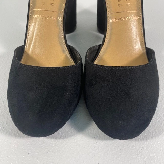 Lauren Conrad Women’s 6M Black Suede Block Heel Ankle Strap Closed Toe Shoes - Image 4 of 4