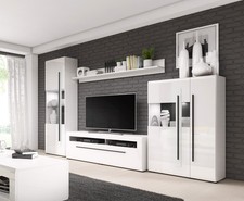 Wohnwand Anbauwand Mediawand 4-teilig MDF weiß Hochglanz Lowboard 76535050