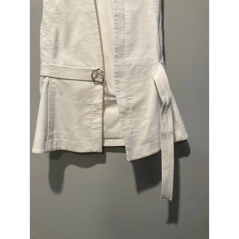 Chaleco Helmut Lang Algodón Ondulado Cinturón Cuero Cordero Borde Crema XS Primavera Verano Foto 4 de 4