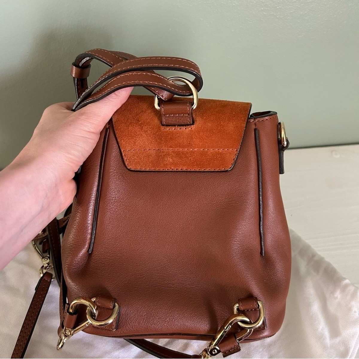 Mini Faye Backpack Suede in tan Chloe Tan Suede Calfskin Mini Faye Backpack – Modaselle main image 4
