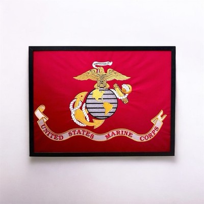 USMC Embroidered Wall Art 18x24 Framed Marine Corps EGA 3D Logo MADE IN USA