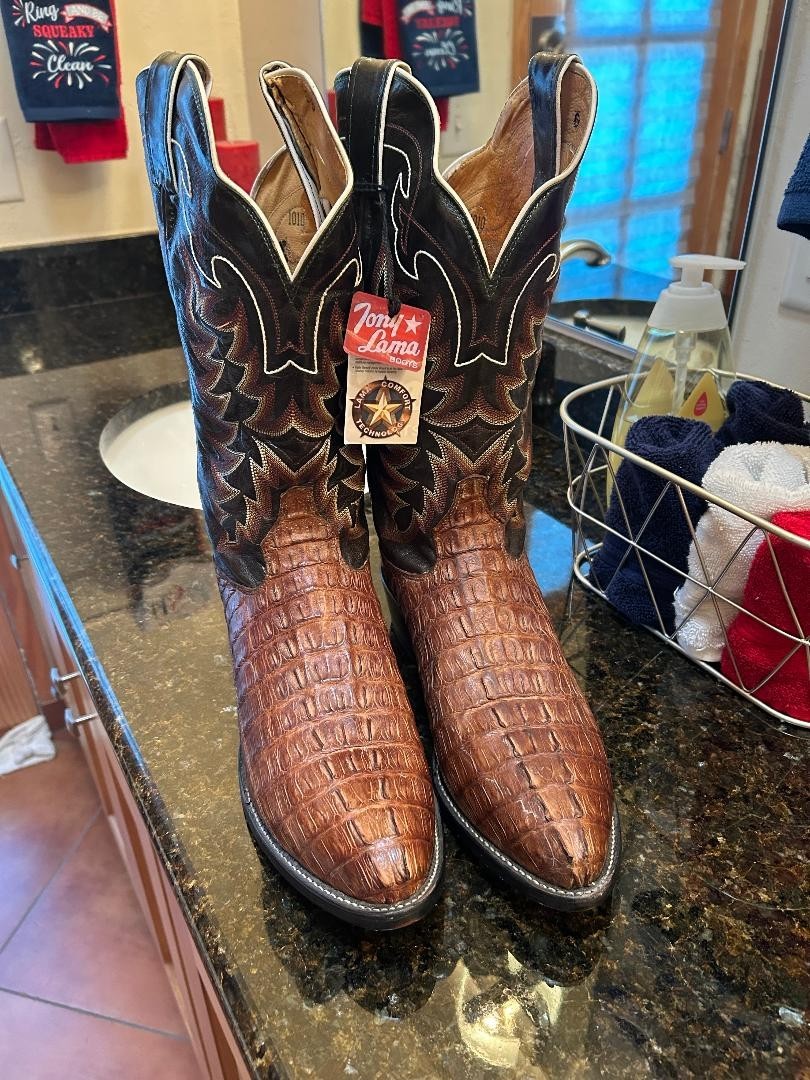 Tony Lama Vintage Caiman Cowboy Boots 12 D