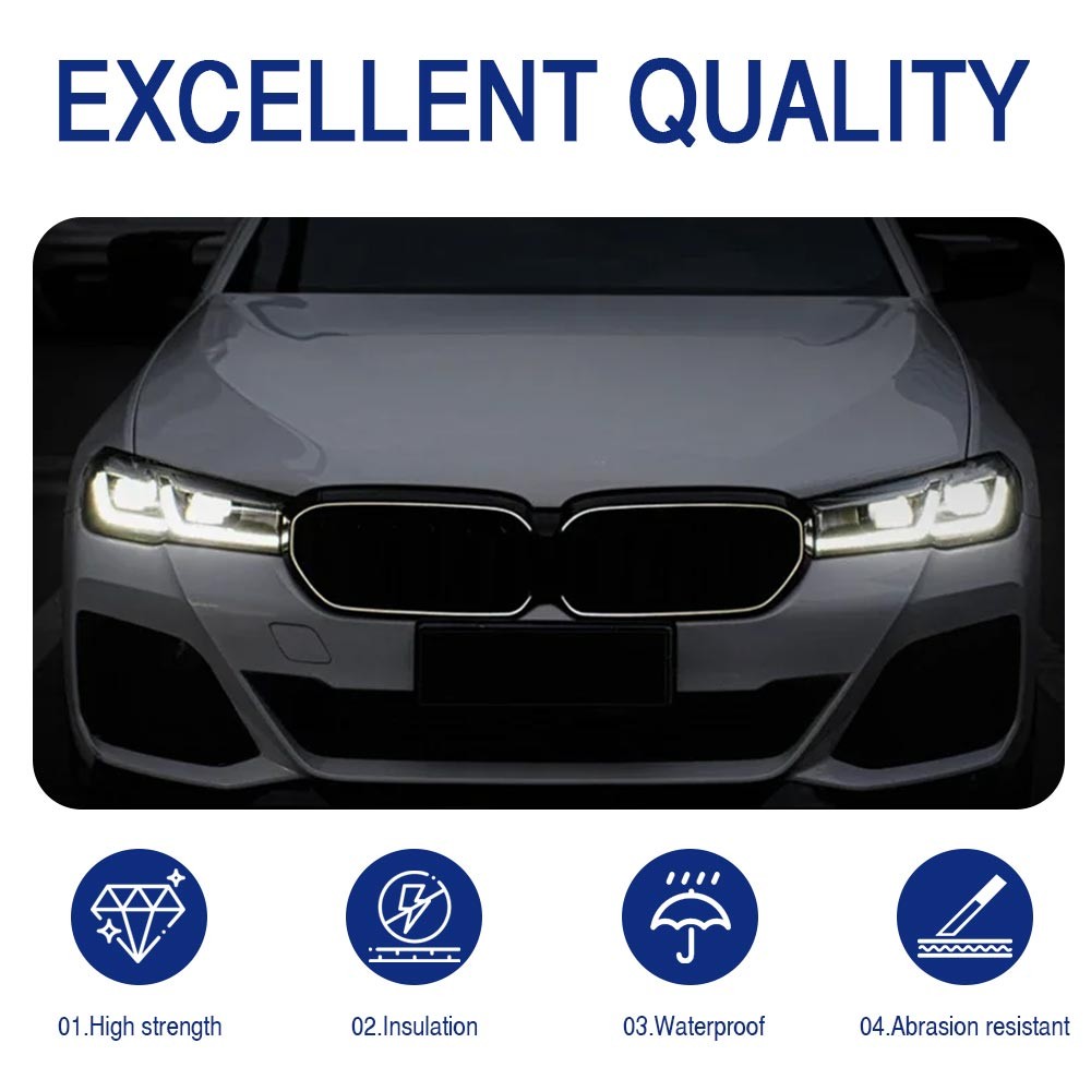 Dual Slats Front Kidney Grill W/LED Light For BMW 5-Series G30 G31 LCI 2021-2023