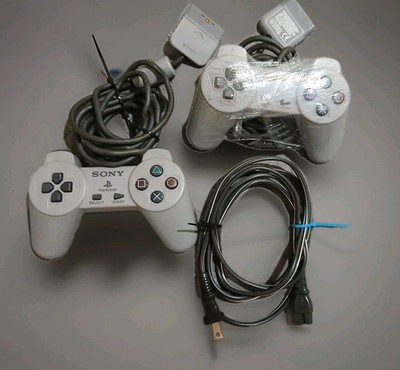 1-Sony PlayStation One PS1 DualShock White Analog Controller And Power Cord