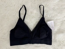 Auden Triangle Bralette Small Wireless Unpadded Longline Adjustable Strap Black