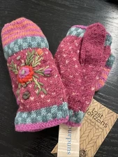NEW Sundance by Lost Horizons Aubrey Convertible Mittens Handwarmers Wool Purple