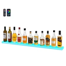 Uimoso LED Liquor Bottle Display Bar Shelf 1-Tier 48 Holds 12 Bottles