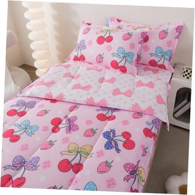  Zip Up Comforter Bow Zipper Bedding for Kids Girls All in One Twin Peach