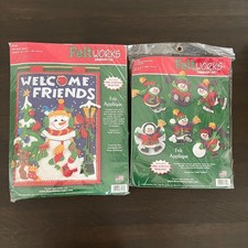Dimensions Applique Felt Works Snow Pals Snowman Ornaments  Banner 2 Kits NEW