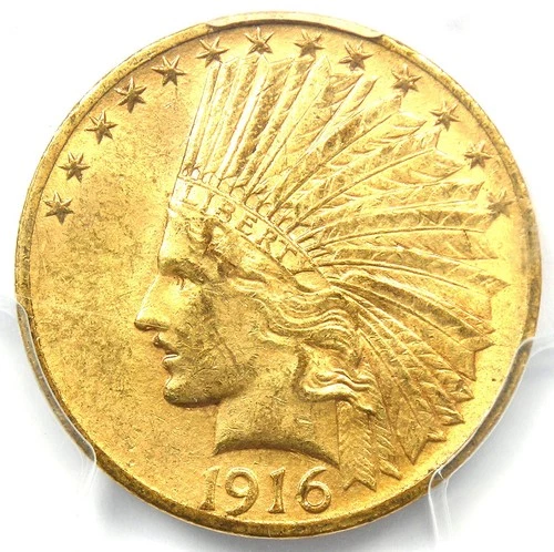 1916-S Indian Gold Eagle $10 San Francisco Coin - Certified PCGS MS61 (BU UNC)