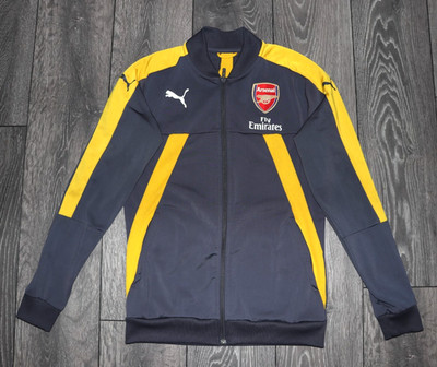 PUMA ARSENAL LONDON JACKET TRAINING TOP 2016 2017 GRAY SIZE MEN'S SMALL FULL ZIP