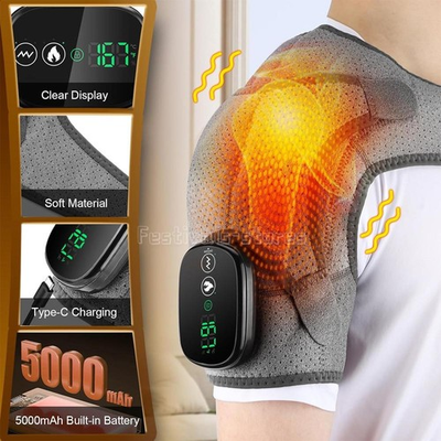 #ad Electric Heated Shoulder Massager With Vibration Massage Brace Joint Pain Relief $24.99