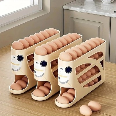 3 Tier Rolling Egg Holder for Fridge Large 24 Egg Storage Container
