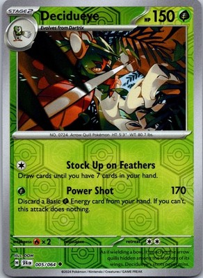 TCG Pokemon Karte Englisch  Reverse Holo Decidueye 005/064 SFA Shrouded Fable