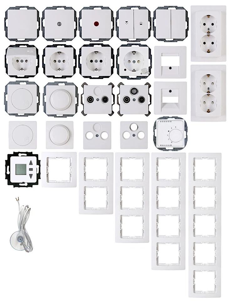 Kopp PARIS HK05 arktis-weiß Antenne LED Dimmer Rahmen Schalter Steckdose Taster