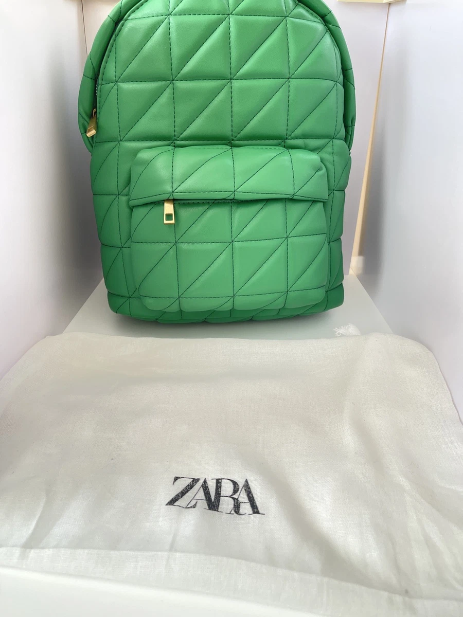 New Zara Ecru Faux Leather Medium Size Backpack Zara Backpack Purse Bag for Women With Pockets Drawstring  main image 3