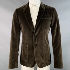 PAUL SMITH Size 40 Olive Green Cotton Velvet Notch Lapel Sport Coat