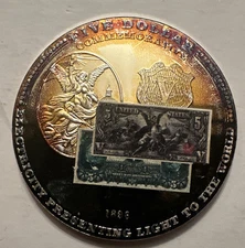 $5 PRESENTING LIGHT BANKNOTE COMMEMORATIVE COIN PROOF - 1896