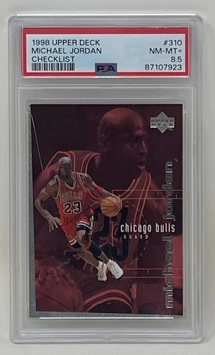 Michael Jordan 1998 Upper Deck Checklist Chicago Bulls NBA Card #310 PSA 8.5