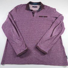 TED BAKER London Long Sleeve Polo Shirt Men XL sz 5 Purple Knit Pocket