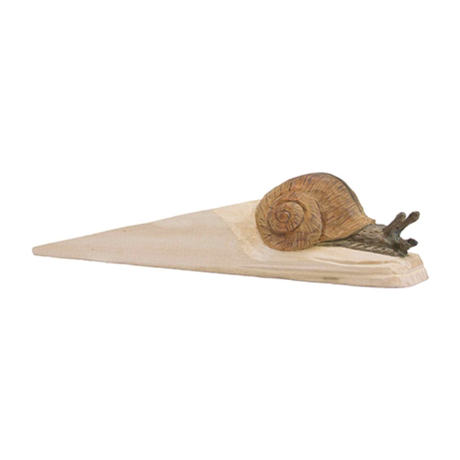 Wildlife Garden  Wood Doorstop With Roman Snail