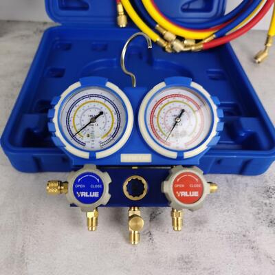 Liquid Filling Pipe Air Conditioning Refrigeration Manifold Gauge VMG-2-R22-B