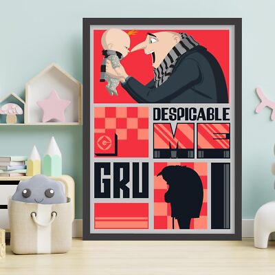 Thema Despicable Me 4 Druck - Rot und Schwarz Gru Poster Kunst