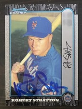 1999 Bowman Chrome #414 Robert Stratton New York Mets Signed Card Autographed