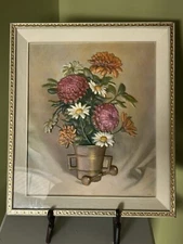 Vintage Metalcraft Dimension III Floral #7048 Wall Art 12 x 14 framed
