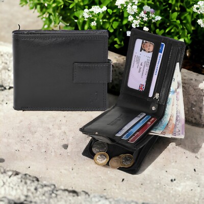 StarHide Mens RFID Blocking Real Leather Billfold Wallet Purse with Side  Zip UK