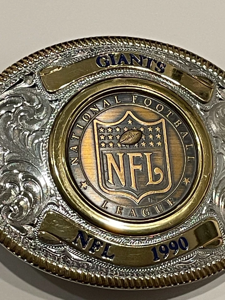 NFL GIANTS MONTANA SILVERSMITHS Placa de Plata Esterlina Hebilla de Cinturón Cinturón Limitado Bu Foto 2 de 4