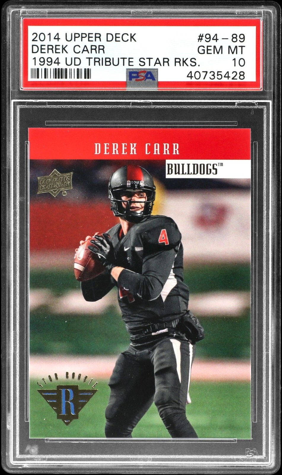 Derek Carr Upper Deck 1994 UD Tribute Star #9489 Base