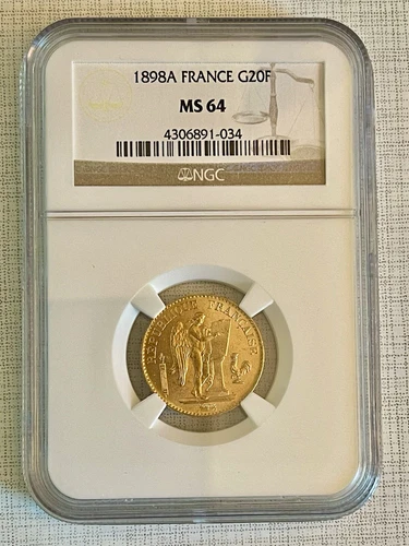 France 1898A 20 Francs Gold NGC MS64 Sku# 4330