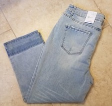 Time and Tru Women Straight Crop Pants Distressed Jeans Lt Blue sz 18 NEW