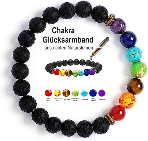 Bracciale 7 Chakra Con Glitter E Pietre Lucenti &ndash; Elastico, Senza Marca, Unisex