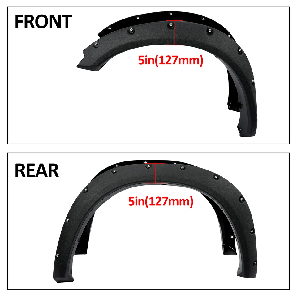 FOR 2009-2023 DODGE RAM 1500 BLACK POCKET RIVETED WHEEL FENDER FLARES BOLT STYLE Foto 2 de 4
