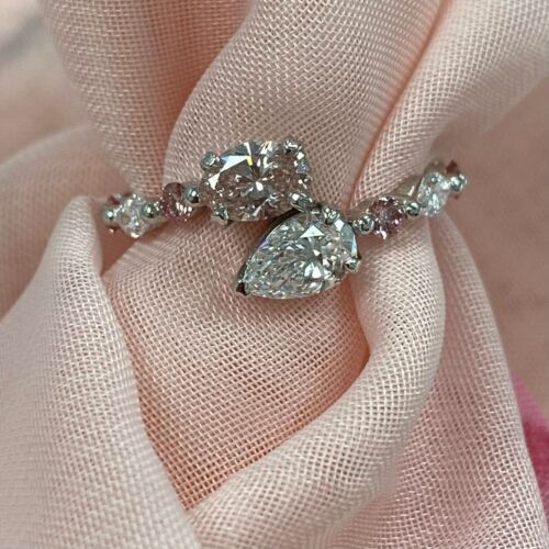 Bague de fiançailles diamant cultivé 1,64 ct bypass or blanc 14 carats - Photo 13 sur 15