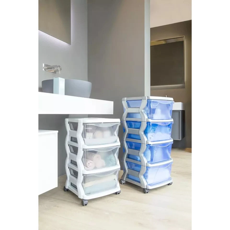 Bama CASSETTIERA in PLASTICA con RUOTE ARREDO CASA CUCINA BAGNO UFFICIO - Immagine 2 di 4