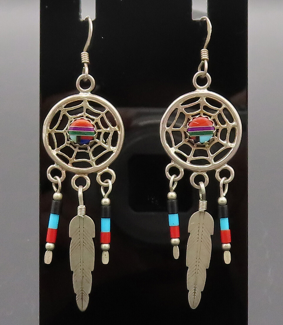 925 Silver  Vintage Solid Dangling MultiStones Dr… - image 1