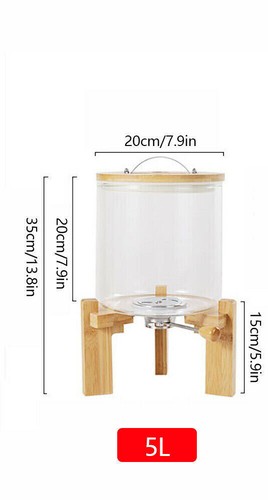 5L Rice Dispenser Grain Container Cereal Storage Dry Food Glass Bottle w/ Valve