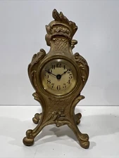 Antique Gilded Victorian Baroque Gold Small Table Clock Condition Runs